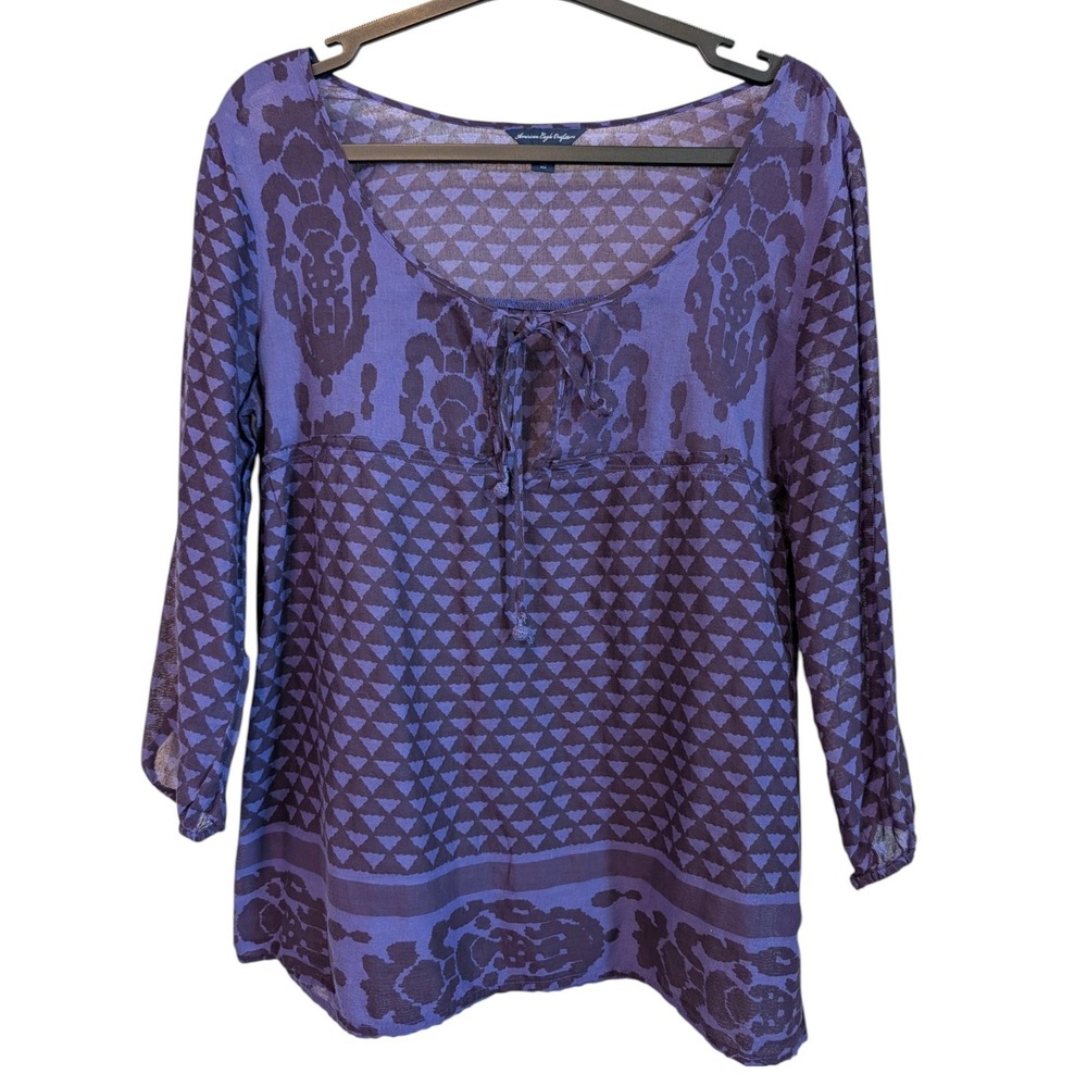 American Eagle Outfitters Purple Printed Light Cotton‎ Tunic